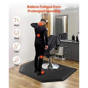 VEVOR Salonmåtte til frisør, 1225 x 1505 mm Hexagon Salonstolemåtte Anti Fatigue, 13 mm fortykket Barber Shop Gulvmåtte med