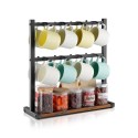 Kaffekrus Holder til bordplade 16 Hooks Cup Rack med træopbevaringsbase