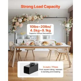 VEVOR Over The Table Rod Stand with Clamps, 13"-42" Tall & 28"-98" Length Adjustable, Metal Table Arch Stand, Tabletop Balloon A