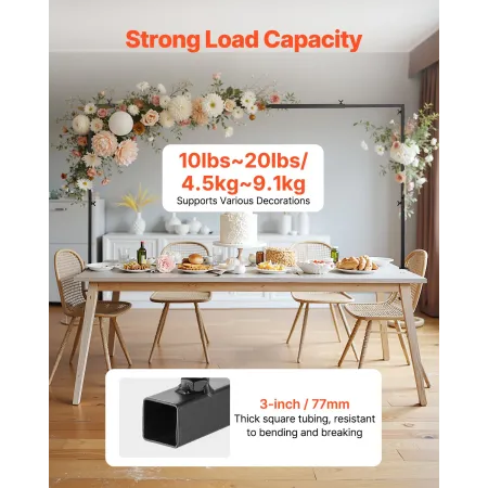 VEVOR Over The Table Rod Stand with Clamps, 13"-42" Tall & 28"-98" Length Adjustable, Metal Table Arch Stand, Tabletop Balloon A