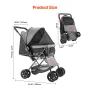 VEVOR Pet Stroller, 44 lbs Weight Capacity, Foldable Dog Stroller Cart, 4 Wheels Cats Stroller with Mesh Windows & Revrsible Han