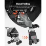 Pet Stroller, 44 lbs Weight Capacity, Foldable Dog Stroller Cart, 4 Wheels Cats Stroller with Mesh Windows & Revrsible Handle, P