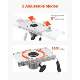 VEVOR Boat Seat Pedestal, Forward & Backward Sliding Adjustment, Aluminum Alloy Boat Chair Base with Slide, 5-inch Sliding Trave