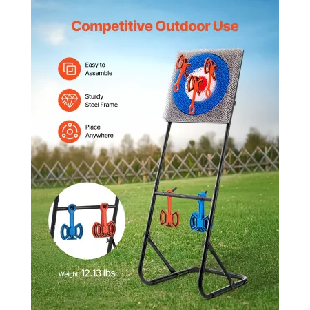 VEVOR Axe Throwing Game, Plastic Bristle Target with 8 Throwing Axes Set, Foldable Steel Frame, Easy to Store, Stable Placement 