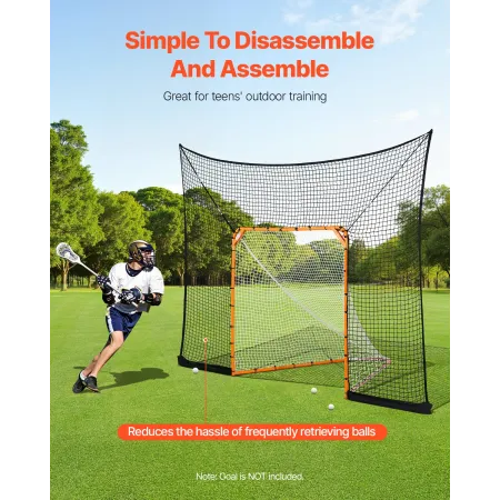 VEVOR Hockey og Lacrosse Goal Backstop, 12x9 ft Lacrosse Net med Udvidet Dækning, Hurtig Nem Opsætning Komplet Tilbehør Trai