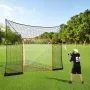 Hockey and Lacrosse Goal Backstop, 12x9 ft Lacrosse Net with Extended Coverage, Quick Easy Setup Complete Accessories Training N