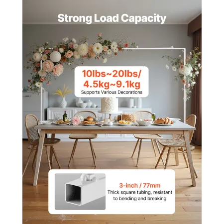 VEVOR Over The Table Rod Stand med klemmer, 13"-42" Høj & 28"-98" Længde Justerbar, Metal Bord Bue Stand, Bordplade Ballon