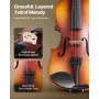 Violin 355mm Full Size for Adults, Violin Fiddle Set for Beginners with Hard Case, Rosin, Bow, Shoulder Rest, Bridge, Tuner and 