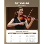 Violin 355mm Full Size for Adults, Violin Fiddle Set for Beginners with Hard Case, Rosin, Bow, Shoulder Rest, Bridge, Tuner and 
