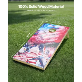 VEVOR Cornhole Set, 4x2 ft Corn Hole Game Boards, Solid Wood Portable Toss Board, Indoor and Outdoor Cornhole Play for Adults, I