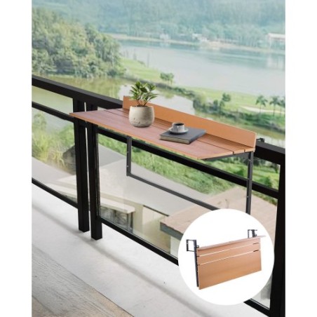 Balcony Hanging Table 15 x 39 in Patio Railing Bar Table Adjusable