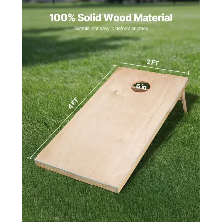 VEVOR Cornhole-sæt, 4x2 ft Corn Hole-spillebrætter, bærbart kastebræt i massivt træ, indendørs og udendørs Cornhole-leg for
