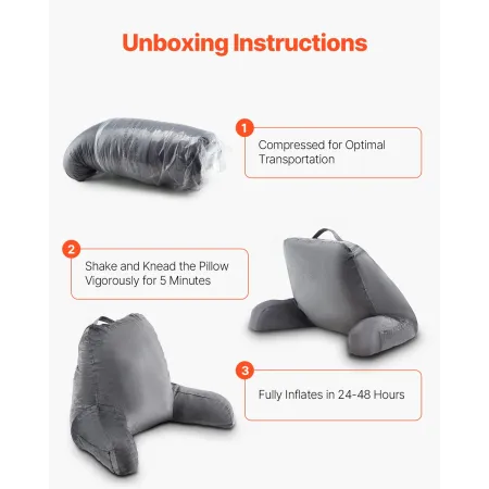 VEVOR Reading Pillow, Large Size Bed Pillow with Shredded Memory Foam, Back Pillow with 3 Pockets and Washable Short Velvet Clot