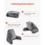 Reading Pillow, Large Size Bed Pillow with Shredded Memory Foam, Back Pillow with 3 Pockets and Washable Short Velvet Cloth, Top