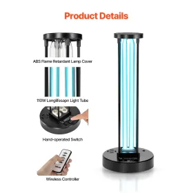 VEVOR UV-lys, 36W ultraviolet lampe med ozonrenser, UVC-lampe med 30/60/120 minutter 3-gears timer og fjernbetjening, til R