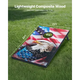VEVOR Cornhole-sæt, 3x2 ft Corn Hole Game Boards, MDF-træ-bærbart kastebræt, indendørs og udendørs Cornhole Play for Adults,