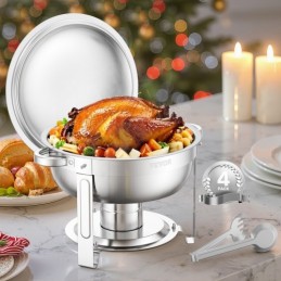 5 QT 4 Pack Round Chafing Dish Buffet Set i fuld størrelse pan rustfrit stål