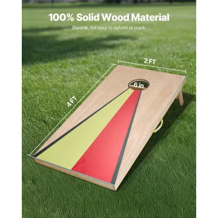 VEVOR Cornhole-sæt, 4x2 ft Corn Hole-spillebrætter, bærbart kastebræt i massivt træ, indendørs og udendørs Cornhole-leg for