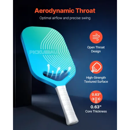 VEVOR Pickleball-pagaj med aerohals, T700 kulfiberoverflade og honeycomb-kerne, professionel pickleball-pagaj med Increa