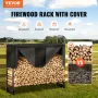 1.3m Outdoor Firewood Rack with Cover, 132 cm x 36 cm x 117 cm, Heavy Duty Firewood Holder & 600D Oxford Waterproof Cover for Fi