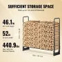 1.3m Outdoor Firewood Rack with Cover, 132 cm x 36 cm x 117 cm, Heavy Duty Firewood Holder & 600D Oxford Waterproof Cover for Fi