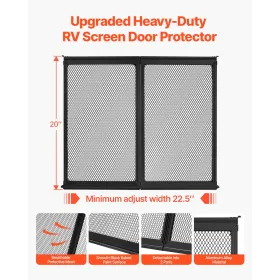 RV Screen Door Protector, 571.5 x 508 mm Door Grille, Easy to Install and Disassemble, Reinforced Breathable Protective Mesh, Al
