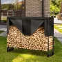 1.3m Outdoor Firewood Rack with Cover, 132 cm x 36 cm x 117 cm, Heavy Duty Firewood Holder & 600D Oxford Waterproof Cover for Fi