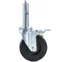 4 Pack 5" Scaffolding Rubber Swivel Caster Wheels with Dual Locking Heavy Duty Casters 1" Solid Round Stem 280LBS Capacity Per W