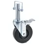4 Pack 5" Scaffolding Rubber Swivel Caster Wheels with Dual Locking Heavy Duty Casters 1" Solid Round Stem 280LBS Capacity Per W