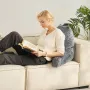 Reading Pillow, Standard Size Bed Pillow with Shredded Memory Foam, Back Pillow with 3 Pockets and Washable Short Velvet Cloth, 