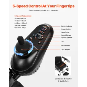 VEVOR elektrisk kørestol til voksne, 136 kg kapacitet med justerbart ryglæn, sammenfoldelig letvægts motoriseret kørestol, 21