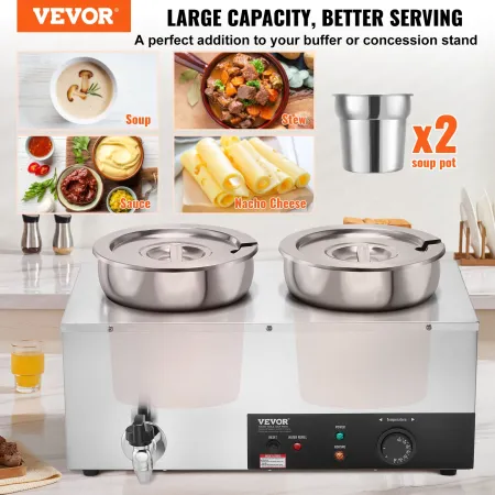Kommerciel suppe varmere suppe station med 2*7,4 qt pot suppe