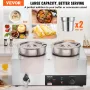 Electric Soup Warmer, Dual 7.4QT Stainless Steel Round Pot, 1200W Commercial Food Warmer, 86~185°F Adjustable Temp, Bain Marie w