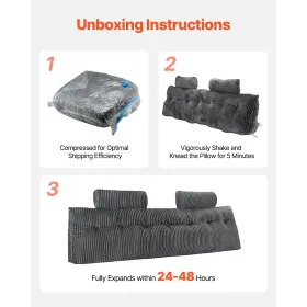 VEVOR Headboard Pillow, King Size Wedge Headboard Pillow with 2 Side Pockets and 2 Headrests, Bed Wedge Pillow with Washable Fla