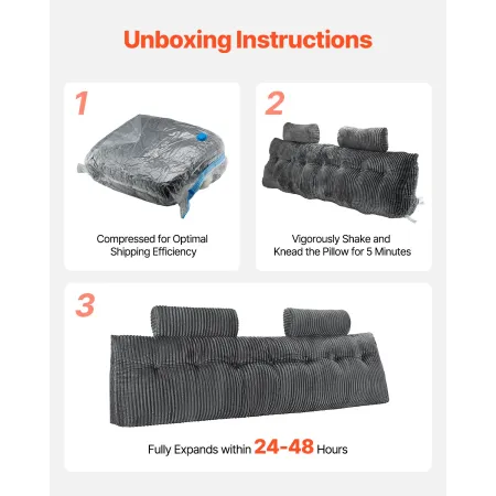 VEVOR Headboard Pillow, King Size Wedge Headboard Pillow with 2 Side Pockets and 2 Headrests, Bed Wedge Pillow with Washable Fla