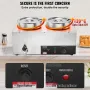 Electric Soup Warmer, Dual 7.4QT Stainless Steel Round Pot, 1200W Commercial Food Warmer, 86~185°F Adjustable Temp, Bain Marie w