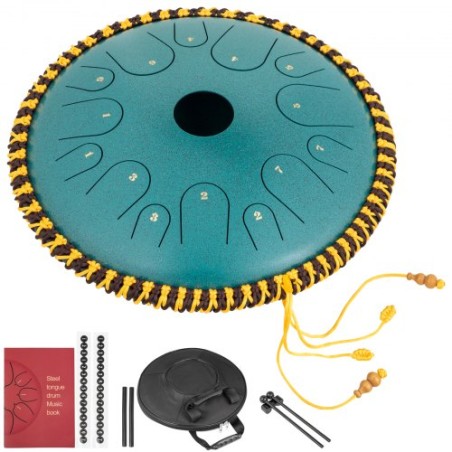 Tongue Drum 14 Notes Dish Shape Drum 14 Inches Dia. Manual Percussion Pure Copper Steel Tongues 14 Notes Steel Tongue Handpan