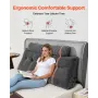 VEVOR Headboard Pillow, Queen Size Wedge Headboard Pillow with 2 Side Pockets and 2 Headrests, Bed Wedge Pillow with Washable Fl
