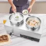 Electric Soup Warmer, Dual 7.4QT Stainless Steel Round Pot, 1200W Commercial Food Warmer, 86~185°F Adjustable Temp, Bain Marie w