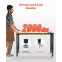1219 mm Adjustable Workbench, 907 kg Load, Work Bench with Power Outlet, Wheels, and Pegboard, Heavy Duty Oak Wood Top Work Tabl