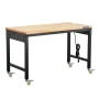 VEVOR 1219 mm Adjustable Workbench, 907 kg Load, Work Bench with Power Outlet, Wheels, and Pegboard, Heavy Duty Oak Wood Top Wor