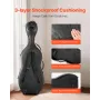 VEVOR 4/4 Full Size Cello Case, Composite Carbon Fiber, Lightweight Portable Travel Carrying Bag, with Plush Lining, Dual Should