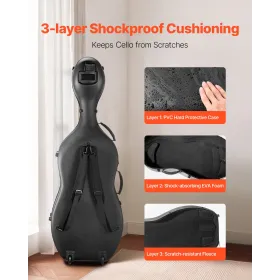 4/4 cello-etui i fuld størrelse, sammensat kulfiber, letvægts