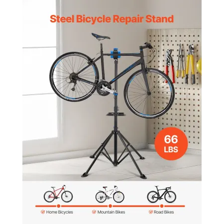 Bike Repair Stand, 66 lb Heavy-duty Bicycle Work Stand with 32.8-56.6 in Adjustable Height & Magnetic Tool Tray, Foldable Bicycl