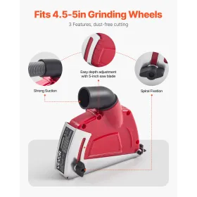 Cutting Dust Shroud for Angle Grinders, Universal 4-5 in Angle Grinder Dust Shroud with 6 Clamping Washers, Adjustable Cutting D