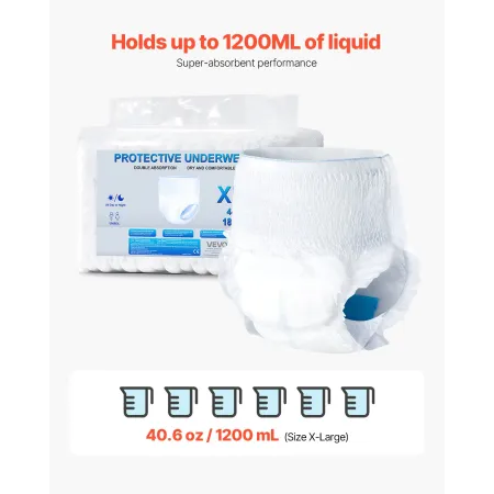 VEVOR Adult Incontinence Underwear, High Absorbent Protective Underwear for Men & Women, Disposable Adult Pull-ups Diaper with L
