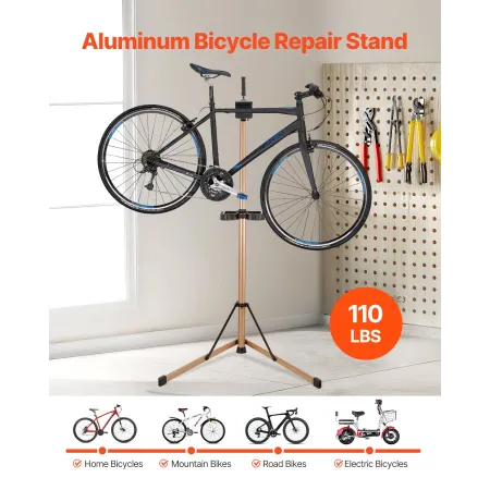Bike Repair Stand, Max. 110 lb Heavy-duty Bicycle Work Stand with 40.3-59.4 in Adjustable Height & Large Tool Tray, Foldable Ebi