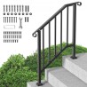 2-3 Step Handrails for Outdoor for Seniors Porch Deck Black Retro Arch