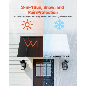 Fixed Metal Awning 56 x 24 in, Window Awning Door Canopy, Stable Triangle Steel Frame Awnings for Doors Exterior Rain, and Snow 
