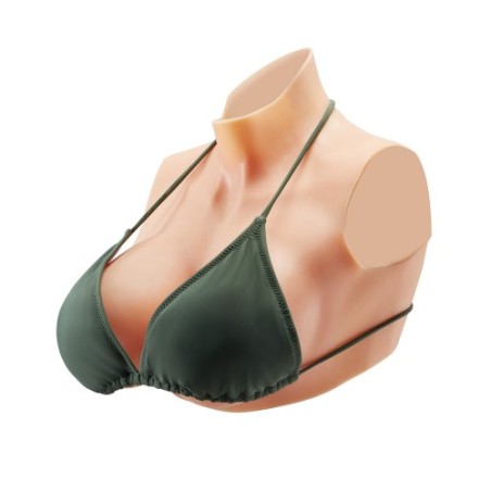 Silicone Breastplate E-Cup High Neck Fake Breasts for Cosplay Drag Queen